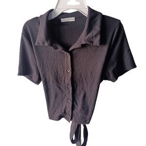 Knit crop top with tie open back L